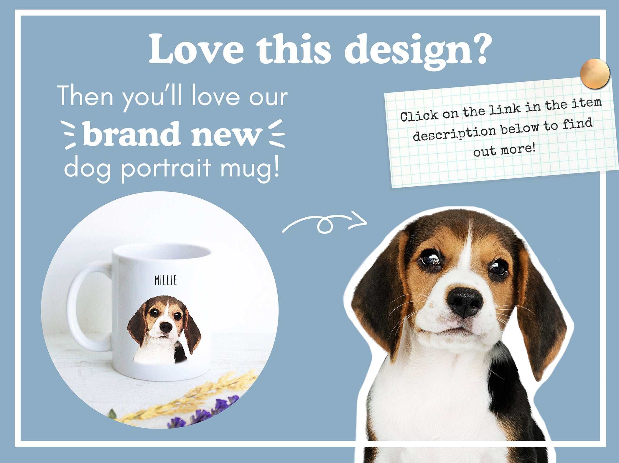Custom Dog Pet Photo Portrait - White Ceramic Mug