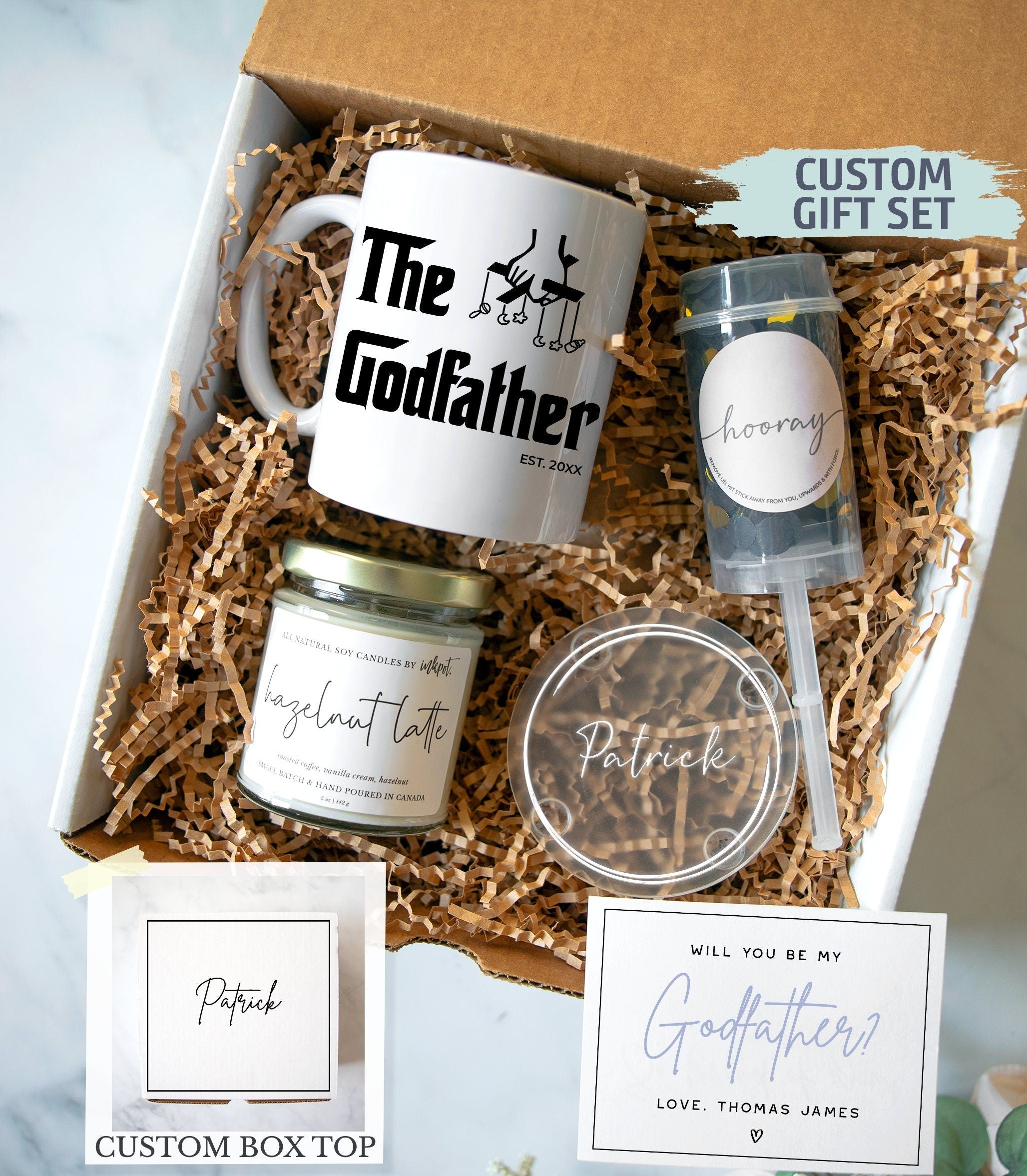 Personalized Godfather Gift Box | New Godfather Gift, Baptism Gift, Godfather Proposal, Will You Be My Godfather, Godparent Gift, Godfather