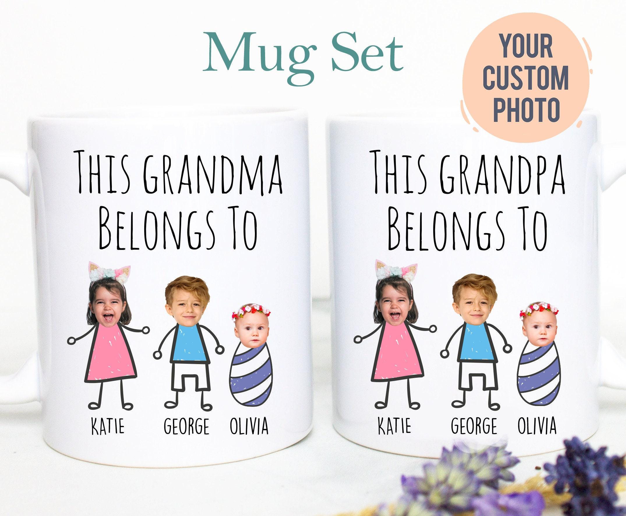 Custom Baby Face Photo Gift For Grandpa Grandma Individual OR Mugset
