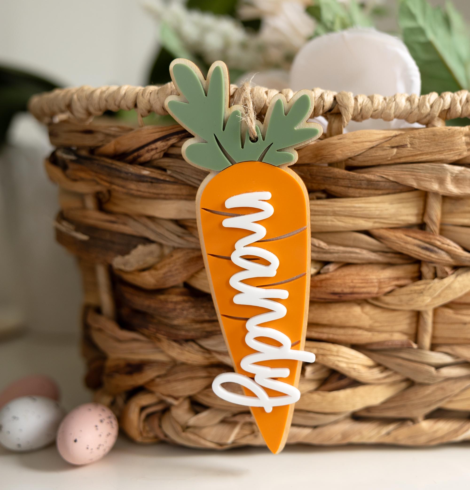 Personalized Name Carrot Easter Basket Tag