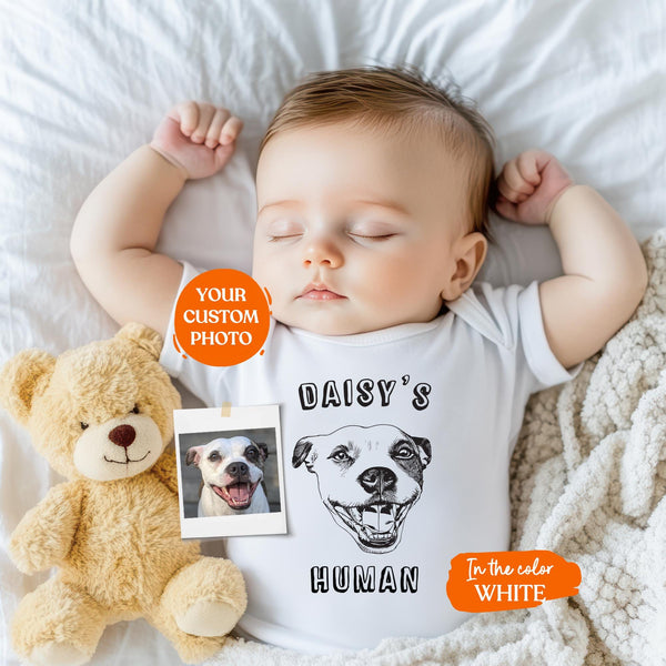 Custom Pet's Human Bodysuit | Protected By Pets, Newborn Outfit, Gift for Baby, Dog Brother, Baby Announcement,Cat Portrait,New Best Friend