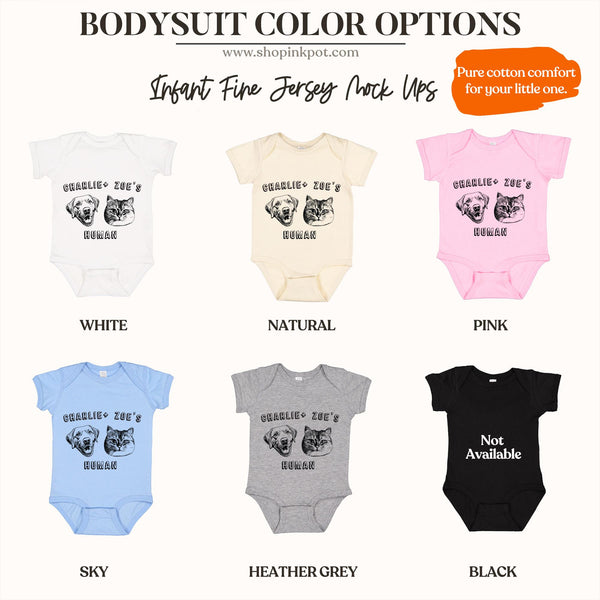Custom Pet's Human Bodysuit | Protected By Pets, Newborn Outfit, Gift for Baby, Dog Brother, Baby Announcement,Cat Portrait,New Best Friend