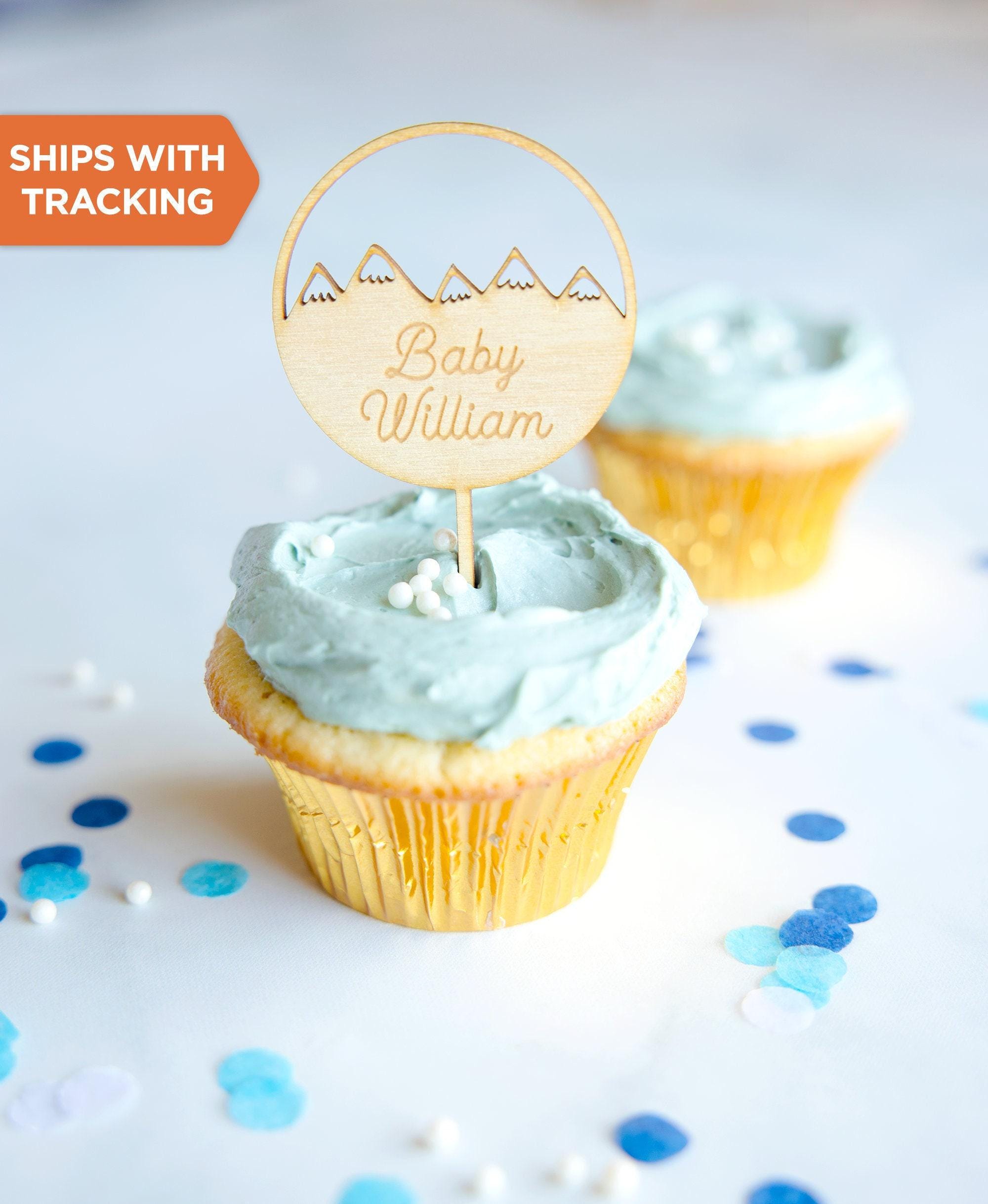 Baby Shower Cupcake Topper - Mountains