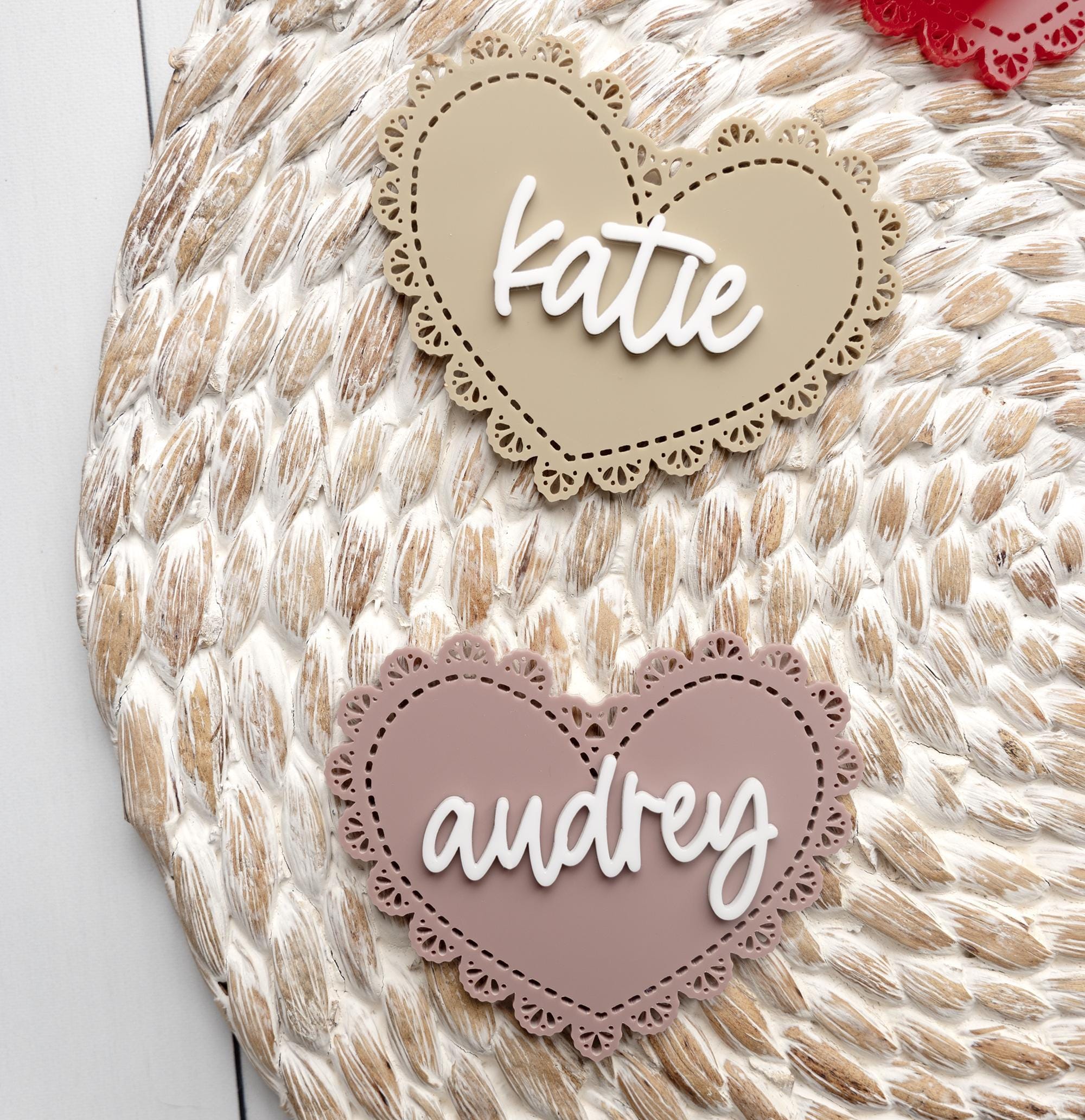 Personalized Valentine's Day Heart Basket Tag | Custom Valentine's Day Name Tag, Acrylic Heart Name Tag, Acrylic Heart Tag,Valentine's Heart