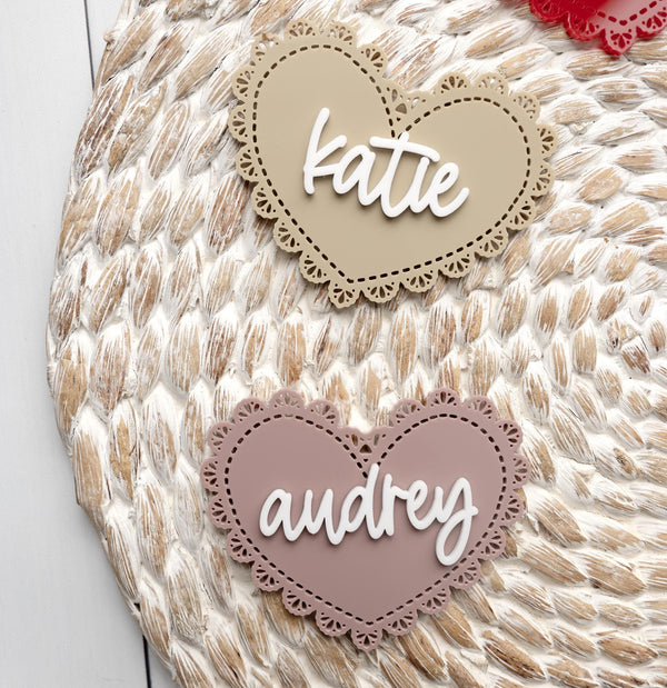 Personalized Valentine's Day Heart Basket Tag | Custom Valentine's Day Name Tag, Acrylic Heart Name Tag, Acrylic Heart Tag,Valentine's Heart