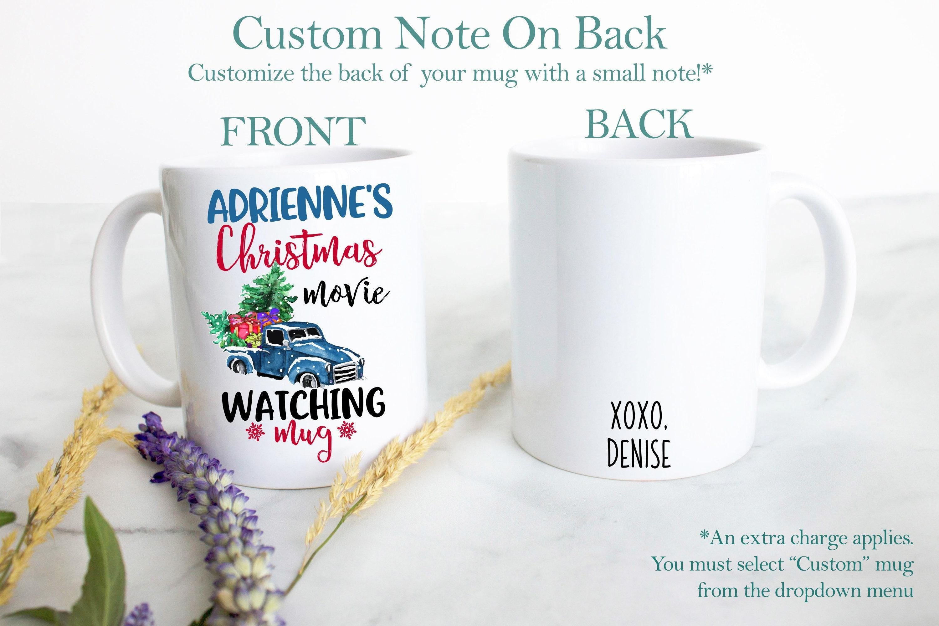 This is My Custom Name Christmas Movie Watching Mug Blue - White Ceramic Mug
