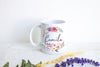 Pink and Purple Floral Wreath with Custom Name - White Ceramic Mug
