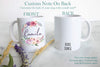 Pink and Purple Floral Wreath with Custom Name - White Ceramic Mug