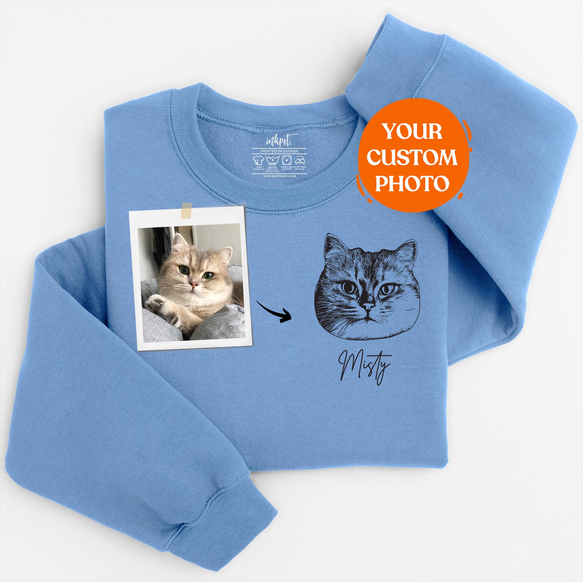Custom Pet Portrait Sweatshirt: Personalized Dog/Cat Photo Gift