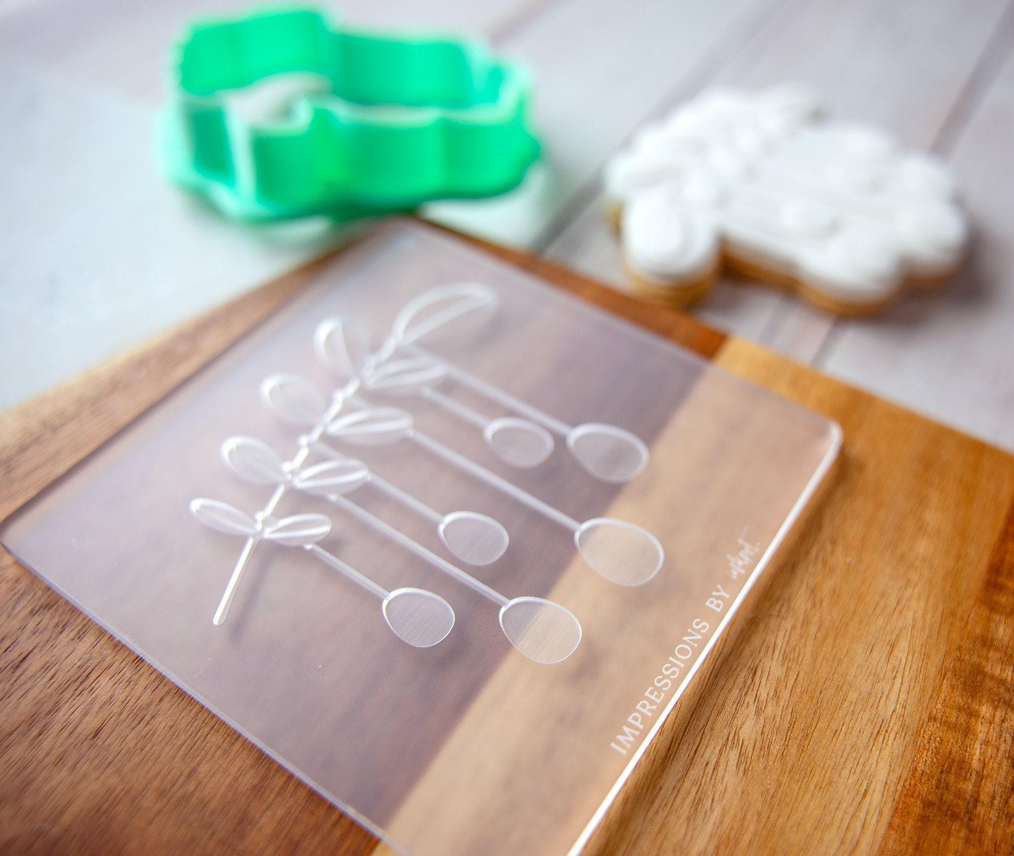 Hanging Egg Branch - Acrylic Fondant Embosser With Optional Cutter
