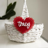 Personalized Valentine's Day Heart Basket Tag | Custom Valentine's Day Name Tag, Acrylic Heart Name Tag, Acrylic Heart Tag,Valentine's Heart