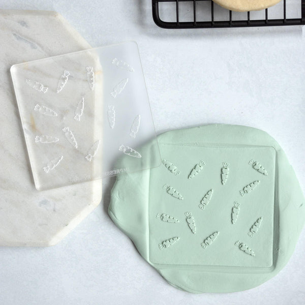 Carrot Pattern Easter Acrylic Fondant Embosser With Cutter