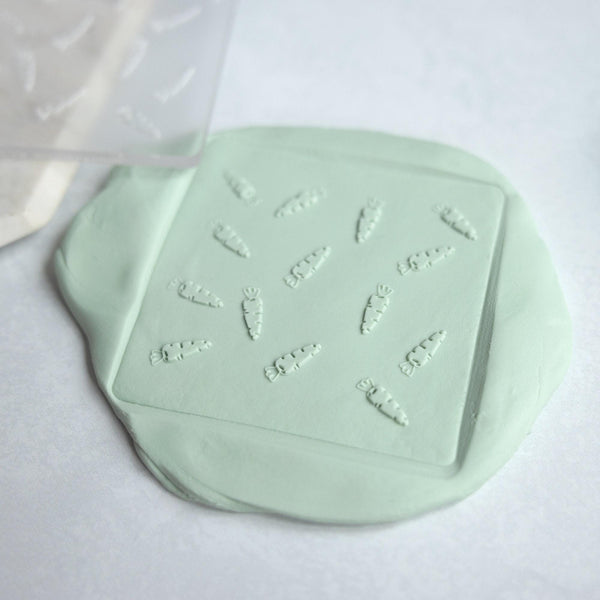 Carrot Pattern Easter Acrylic Fondant Embosser With Cutter