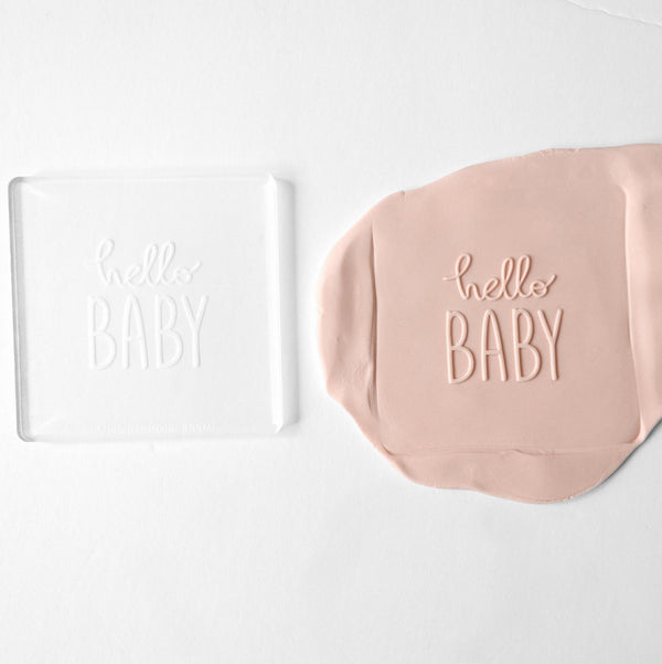 Hello Baby Acrylic Fondant Embosser With Cutter