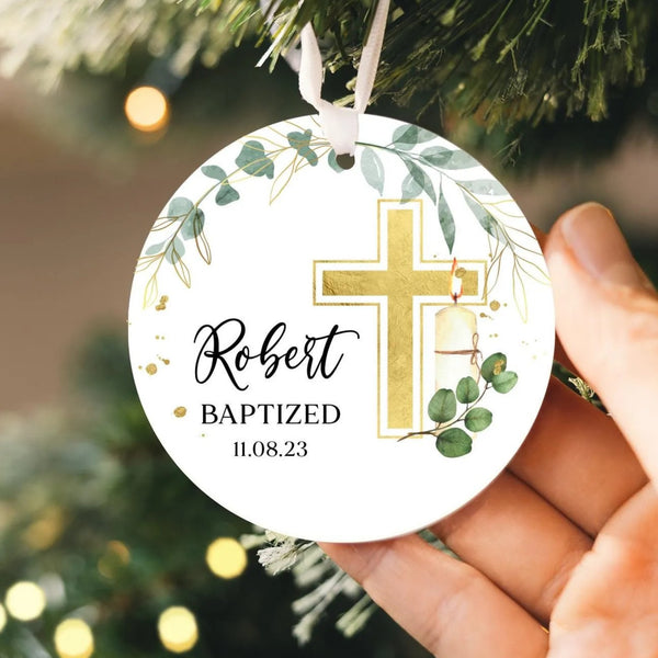 Personalized Baptized Baptism Ornament 2025 | God Bless Ornament, Christening Gift, Baptism Gift, Godson and Goddaughter Gift