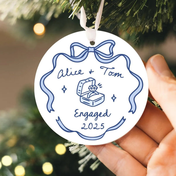 Personalized First Christmas Engaged Ornament 2025 | Ceramic Engagement Keepsake, Couples Ornament, Engagement, Newly Engaged Ornament