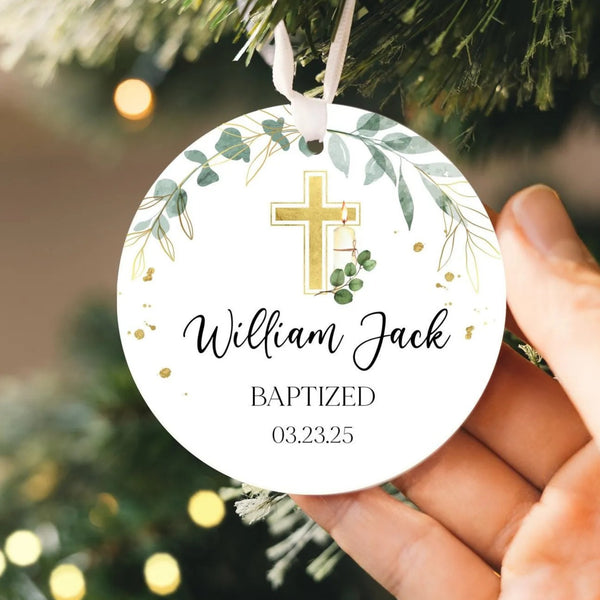 Personalized Baptized Baptism Ornament 2025 | God Bless Ornament, Christening Gift, Baptism Gift, Godson and Goddaughter Gift
