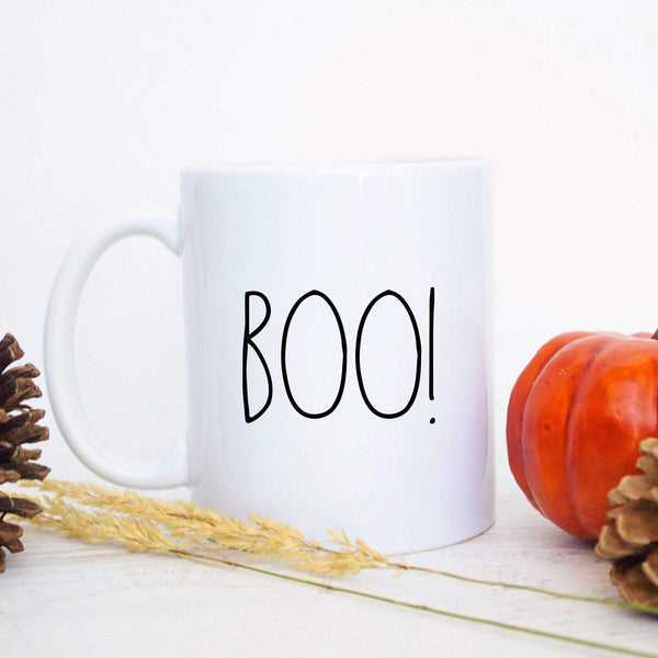 Rae Dunn Inspired "Boo" - White Ceramic Mug