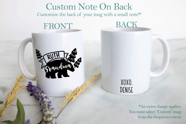 Personalized "Grandma Bear" Name - White Ceramic Mug