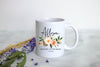 Boho Bohemian Floral Mother of the Bride Custom Name With Date - White Ceramic Mug - Inkpot