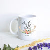 Floral Light Rustic Personalized Aunt Name - White Ceramic Mug