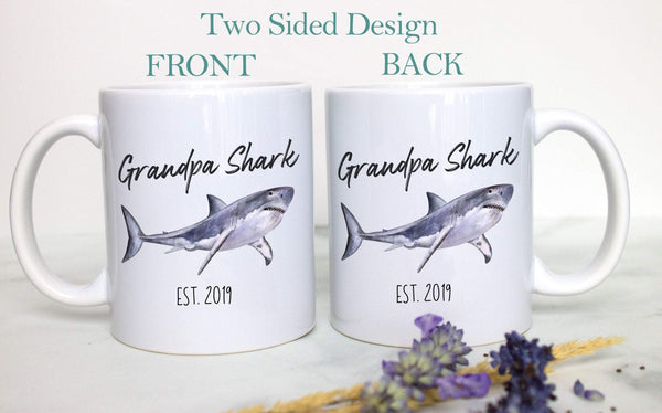 Grandpa Watercolor Shark - White Ceramic Mug