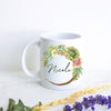 Succulent Wreath with Custom Name - White Ceramic Mug