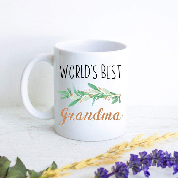 World's Best Grandma Greenery - White Ceramic Mug