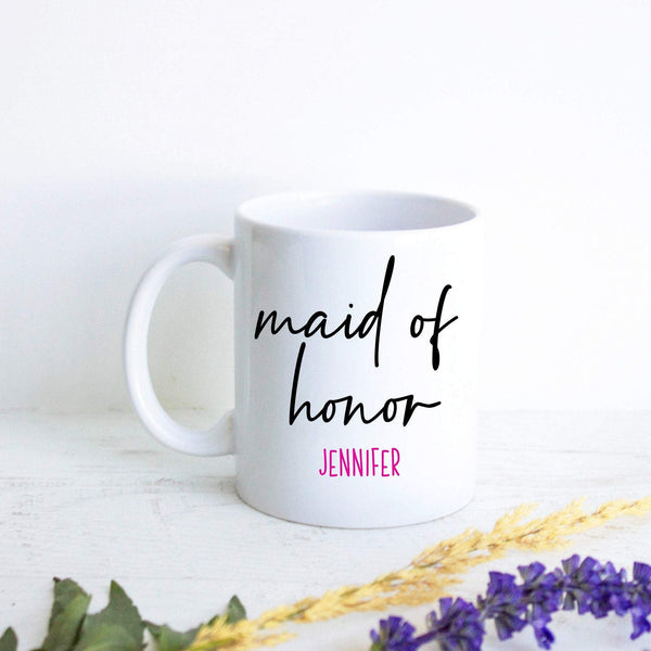 Maid of Honor Custom Name - White Ceramic Mug