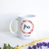 Floral Wreath Married Mrs. Mug Custom Name - White Ceramic Mug - Inkpot