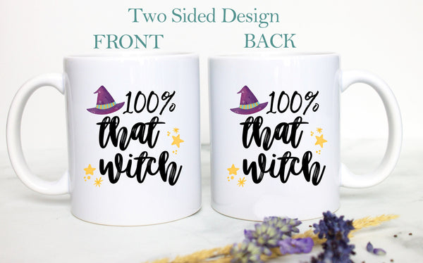 Halloween 100% That Witch Ceramic - White Ceramic Mug - Inkpot