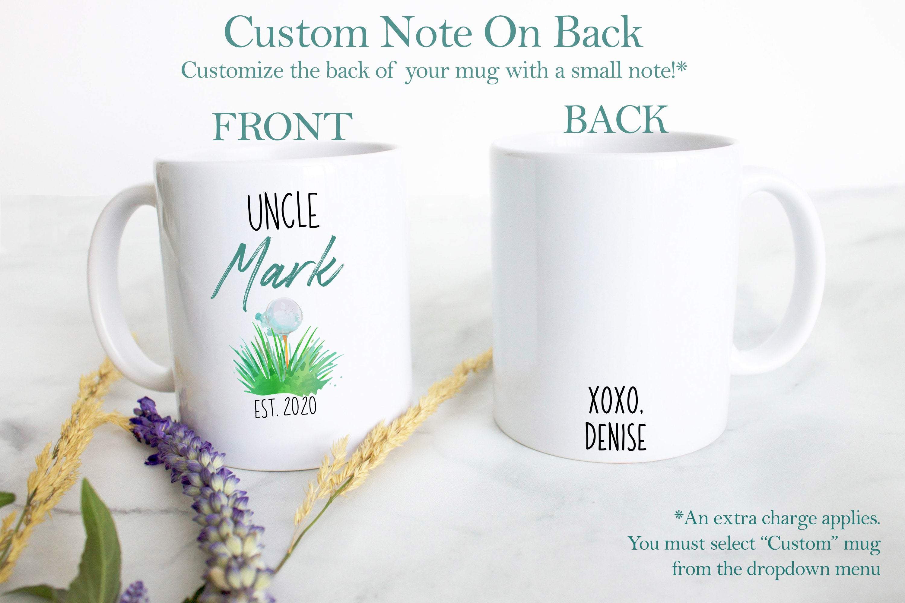 Personalized Uncle Name Golf Theme - White Ceramic Mug