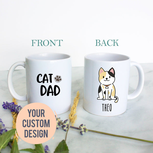 Personalized Cat Dad Mug - White Ceramic Custom Mug - Inkpot