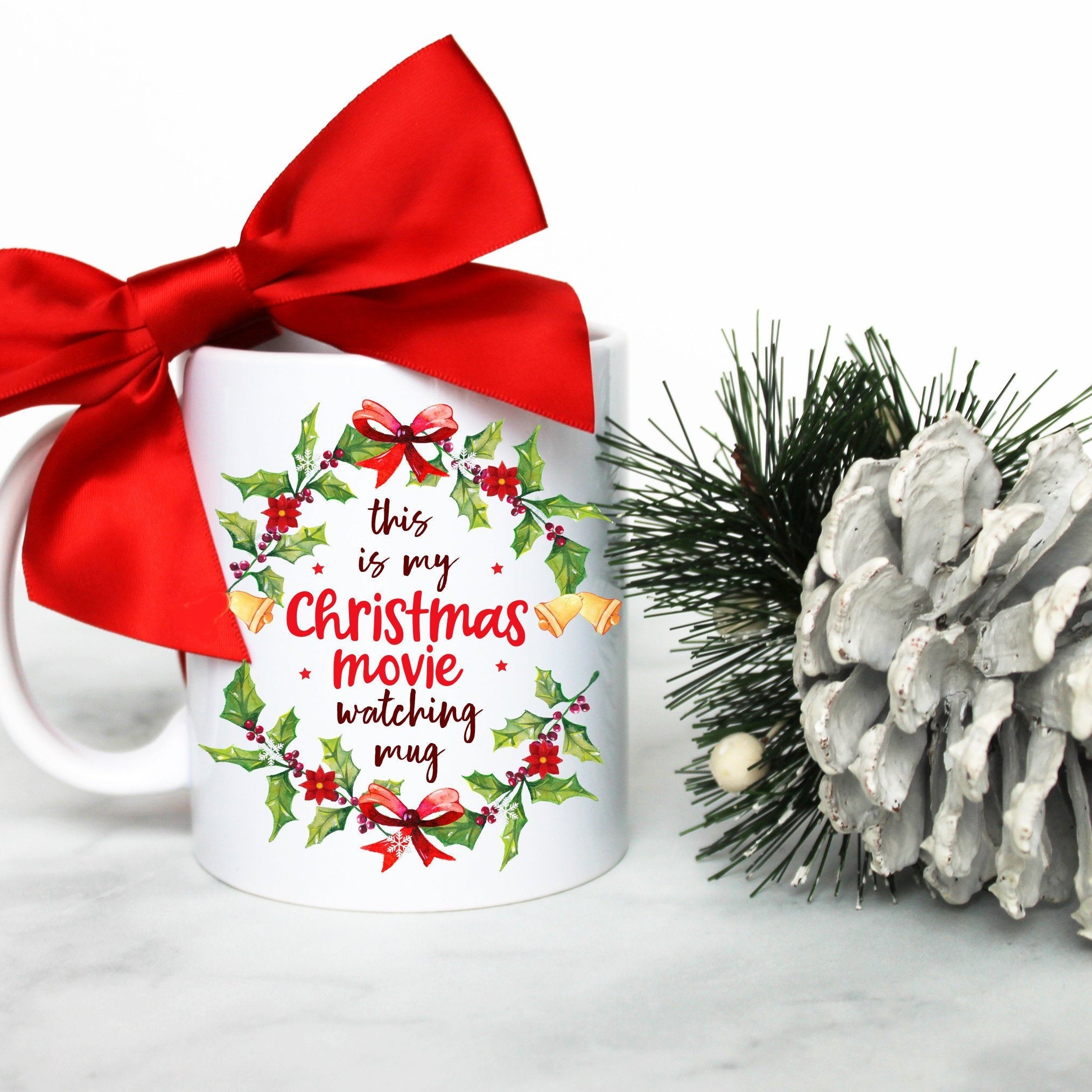 Custom Holiday Mug, Christmas Movie Watching Mug, Christmas Mug Personalized Christmas Mug, Christmas Coffee Mug Stocking Stuffer, Santa Mug