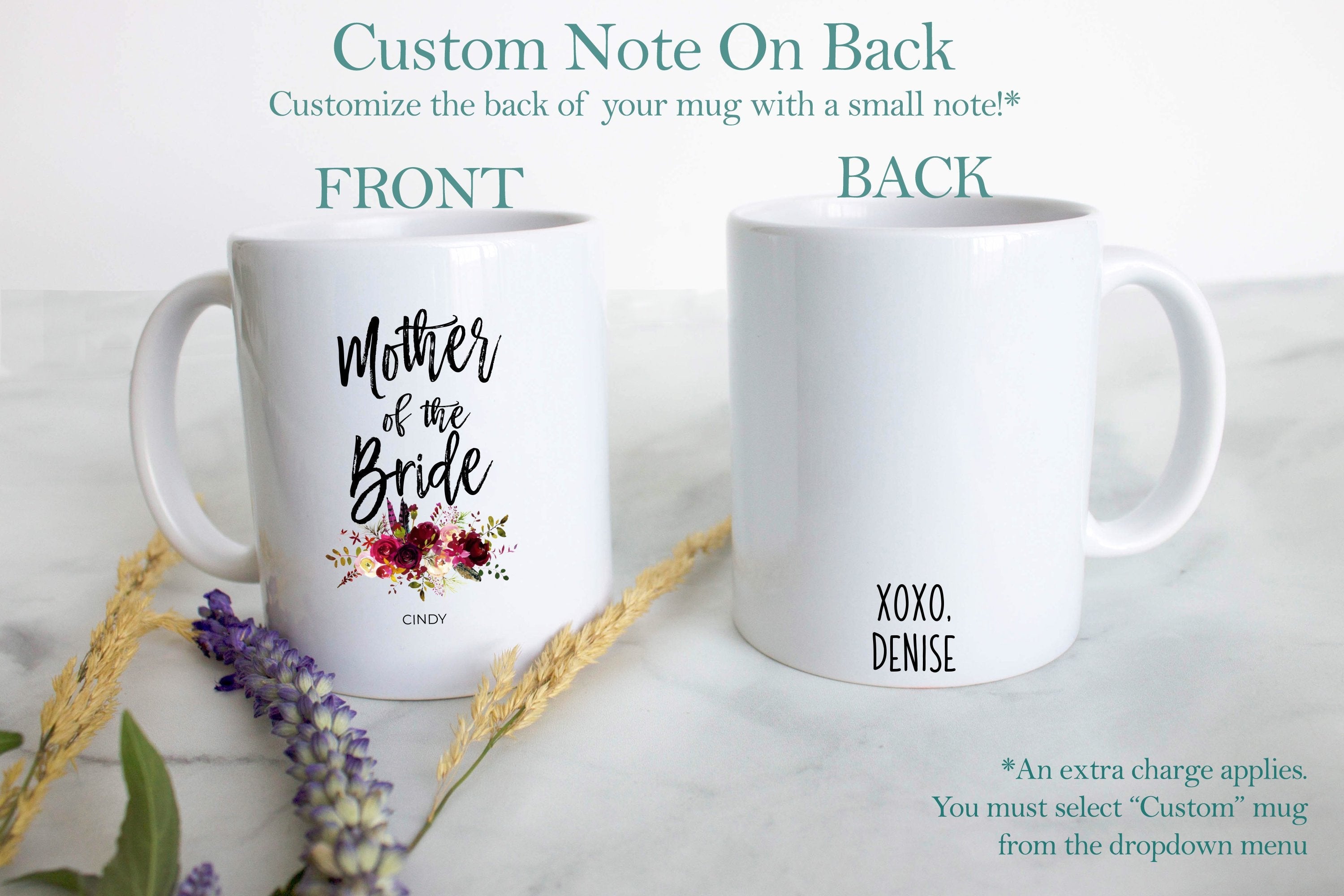 Mother of the Bride Mother of the Groom Individual or Mug Set Custom Name - White Ceramic Mug - Inkpot