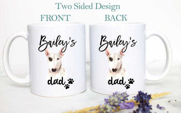 Personalized Bull Terrier Mom and Dad Individual or Mug Set - White Ceramic Custom Mug