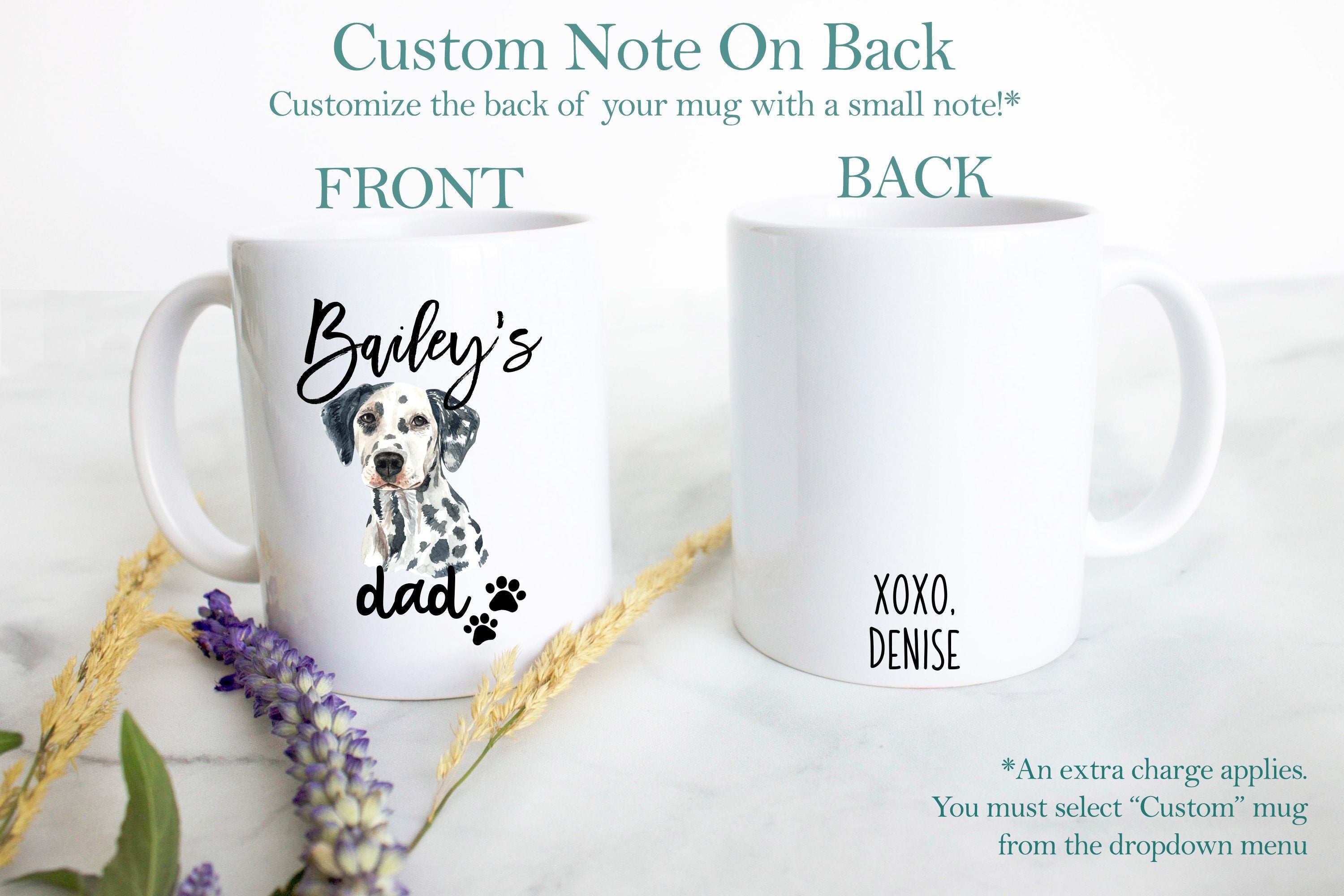 Personalized Dalmatian Mom and Dad Individual or Mug Set - White Ceramic Custom Mug