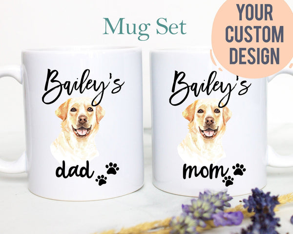 Personalized Labrador Mom and Dad Individual or Mug Set - White Ceramic Custom Mug