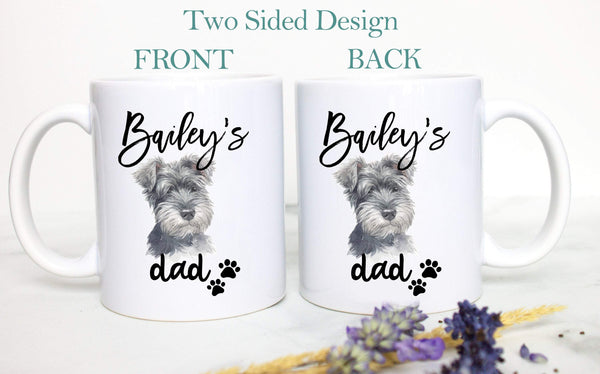 Personalized Schnauzer Mom and Dad Individual or Mug Set - White Ceramic Custom Mug