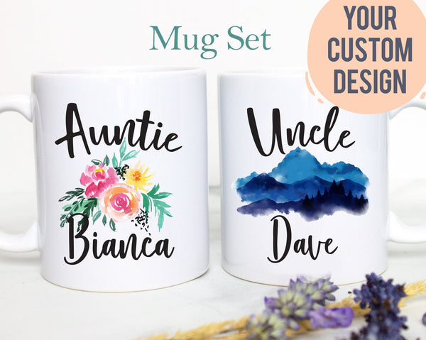 Personalized Name Aunt and Uncle Individual or Mug Set #5 - White Ceramic Mug