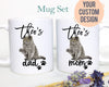 Personalized Grey British Shorthair Cat Mom and Dad Individual or Mug Set - White Ceramic Custom Mug