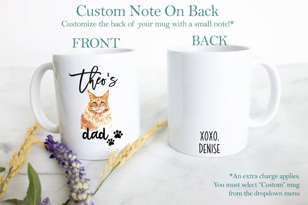 Personalized Orange Tabby Cat Mom and Dad Individual or Mug Set - White Ceramic Custom Mug