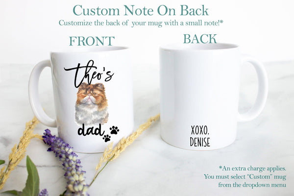 Personalized Persian Cat Mom and Dad Individual or Mug Set #2 - White Ceramic Custom Mug