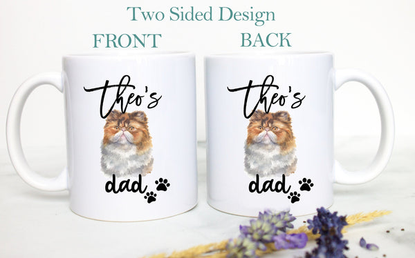 Personalized Persian Cat Mom and Dad Individual or Mug Set #2 - White Ceramic Custom Mug