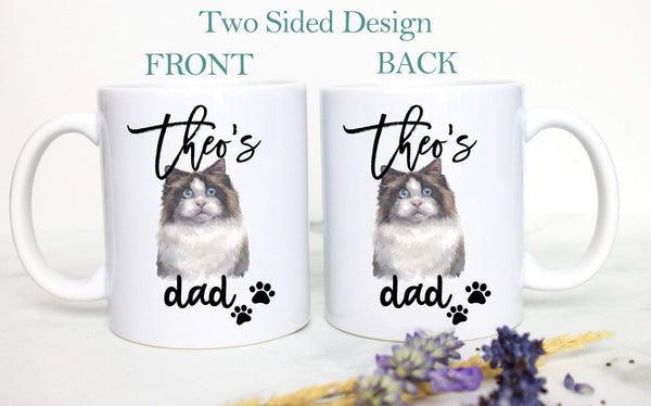 Personalized Ragdoll Cat Mom and Dad Individual or Mug Set - White Ceramic Custom Mug - Inkpot