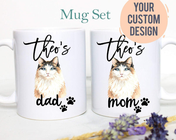 Personalized Ragdoll Cat Mom and Dad Individual or Mug Set #2 - White Ceramic Custom Mug