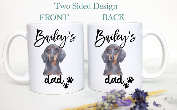 Personalized Dachshund Mom and Dad Individual or Mug Set - White Ceramic Custom Mug