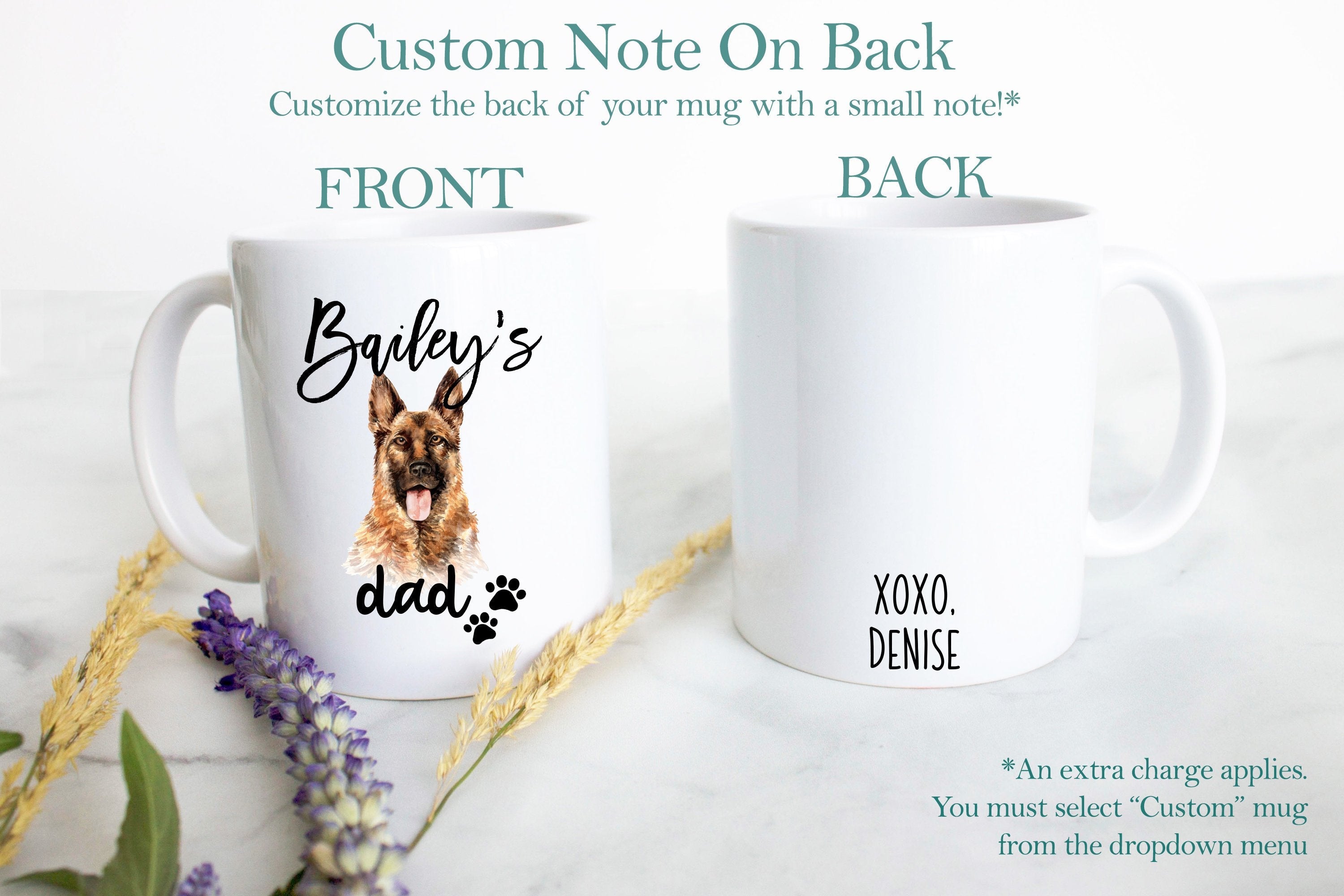 Personalized German Shepherd  Dog Individual or Mug Set - White Ceramic Custom Mug