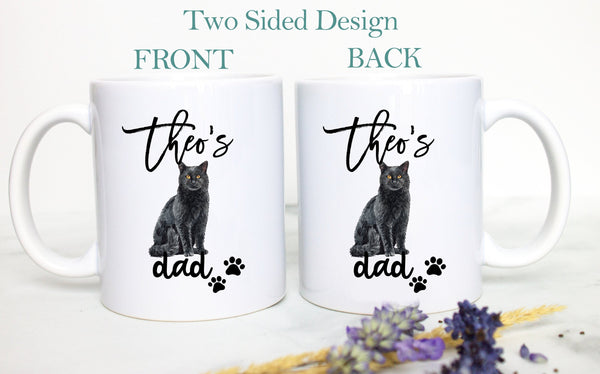 Personalized Black Cat Mom and Dad Individual or Mug Set #2 - White Ceramic Custom Mug