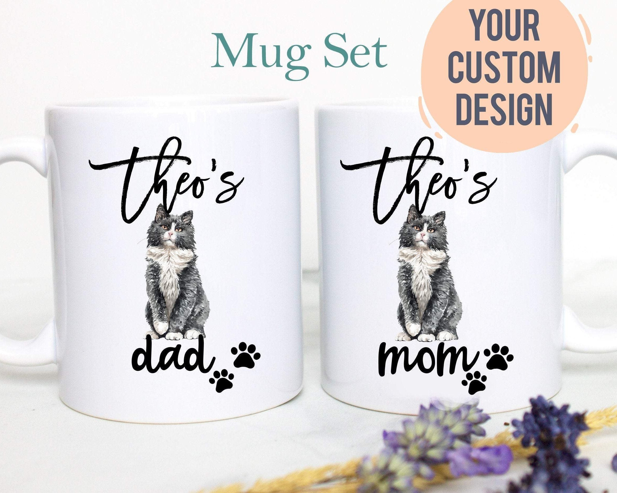 Personalized Norwegian Cat Mom and Dad Individual or Mug Set #2 - White Ceramic Custom Mug